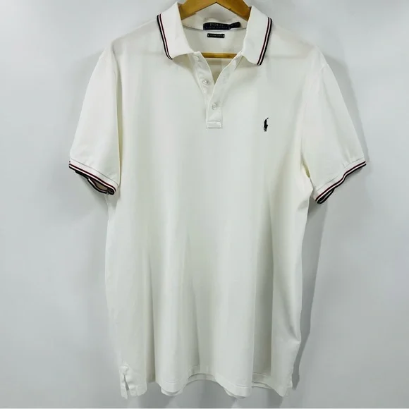 Polo by Ralph Lauren Men's White W/ Stripe Sleeve Shirt Classic Slim Fit Size XL - Picture 2 of 6